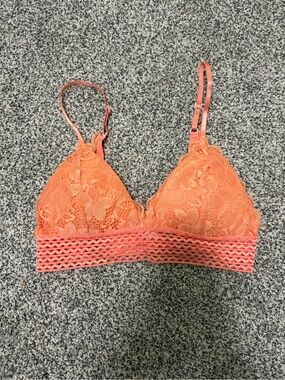 Lace Triangle Bralette in Coral Pink